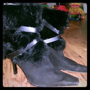 Nine west fur ankle heels